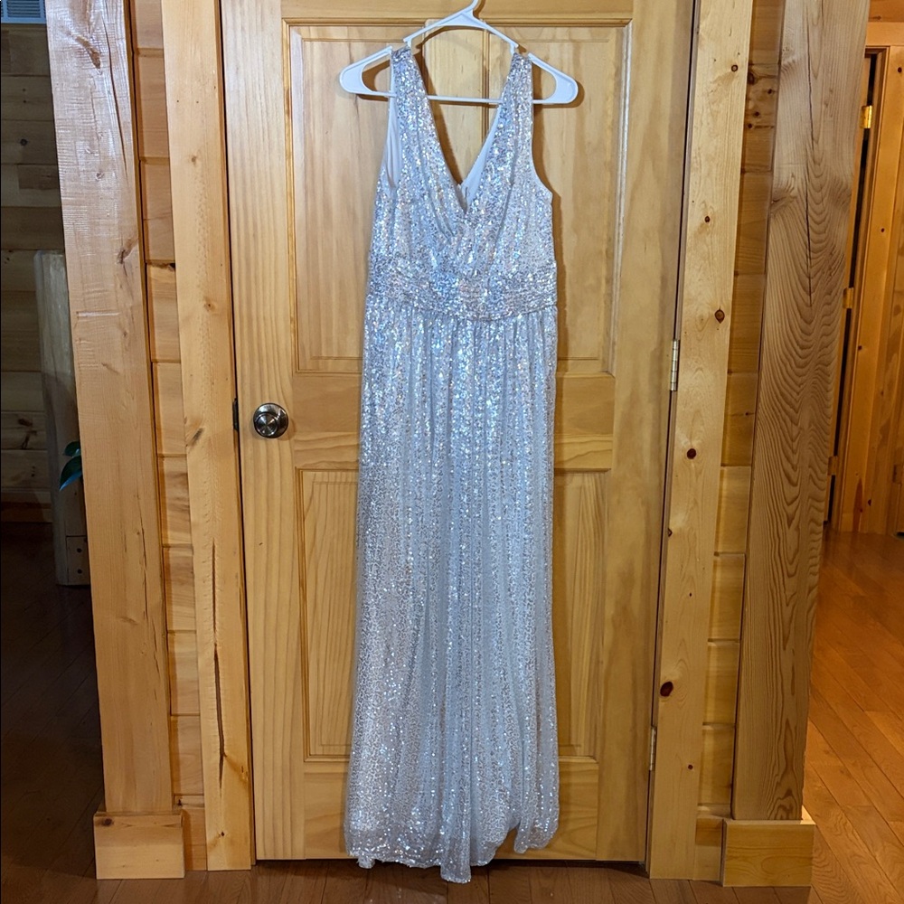 Elegant Silver Sequin Formal Dress